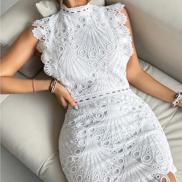 Rebellious Rose Dresses & Skirts - Lace Hollow Out Floral Patterned Dress